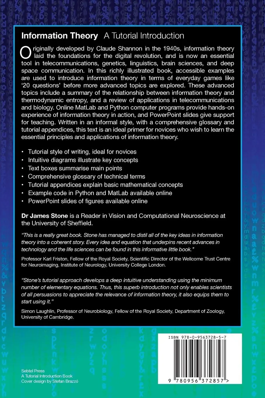 Rückseite: 9780956372857 | Information Theory | A Tutorial Introduction | James V Stone | Buch