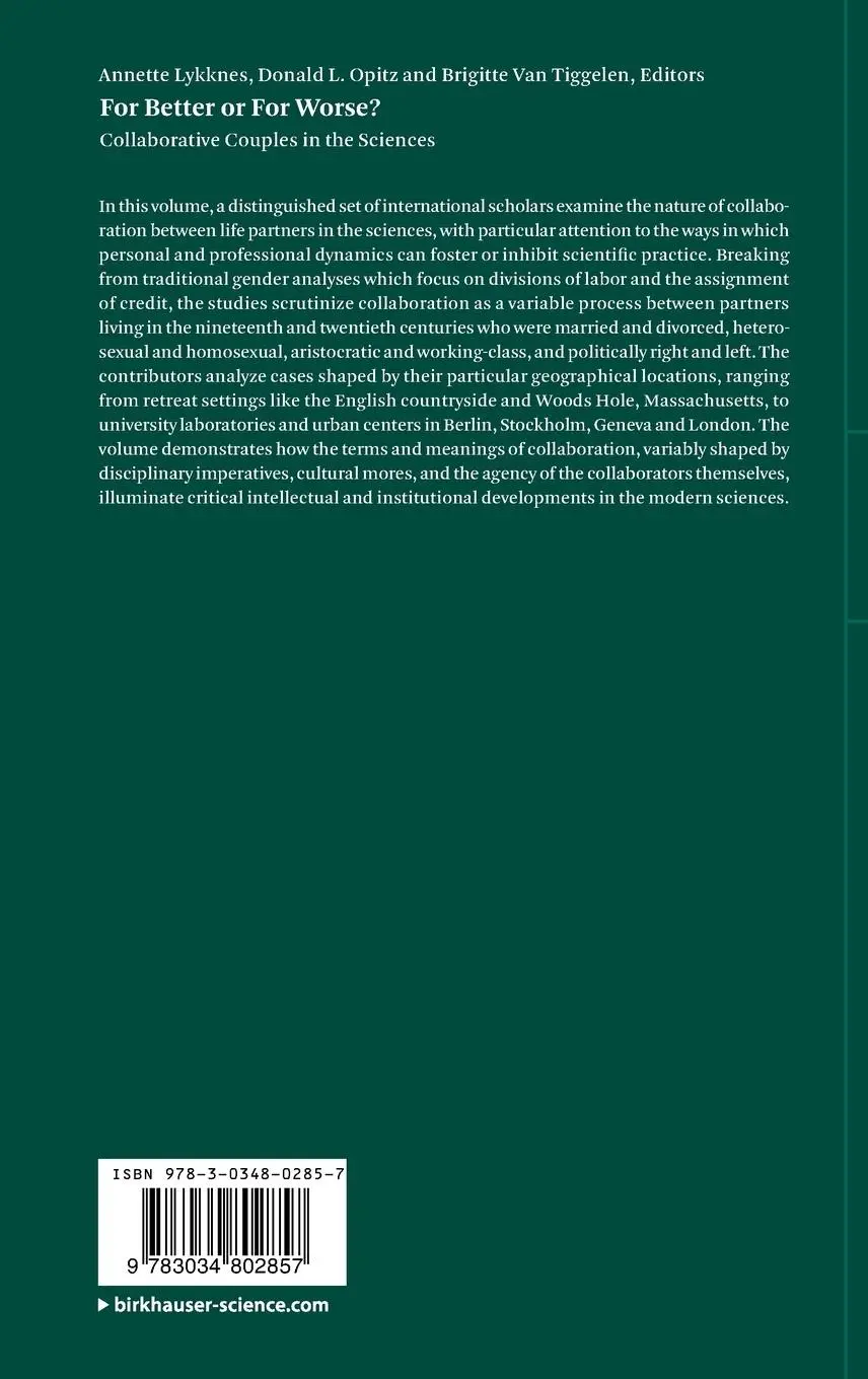 Rückseite: 9783034802857 | For Better or For Worse? Collaborative Couples in the Sciences | Buch