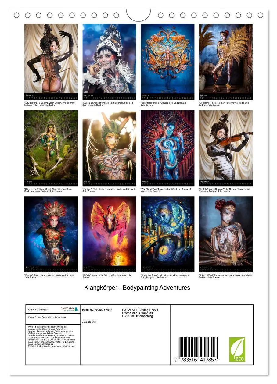 Bild: 9783516412857 | Klangkörper - Bodypainting Adventures (Wandkalender 2026 DIN A4...