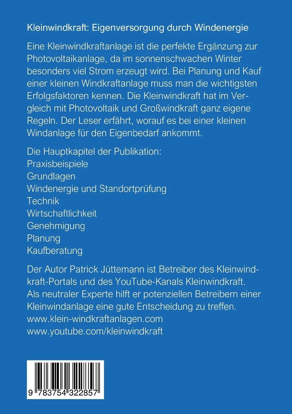 Rückseite: 9783754322857 | Kleinwindkraft für Gewerbe und Privat | Planung - Technik - Markt