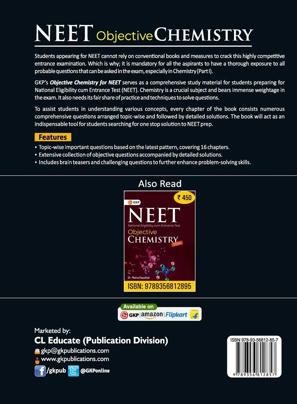 Rückseite: 9789356812857 | NEET 2024 | Objective Chemistry Part I by Dr. Manu Kaushal | Kaushal