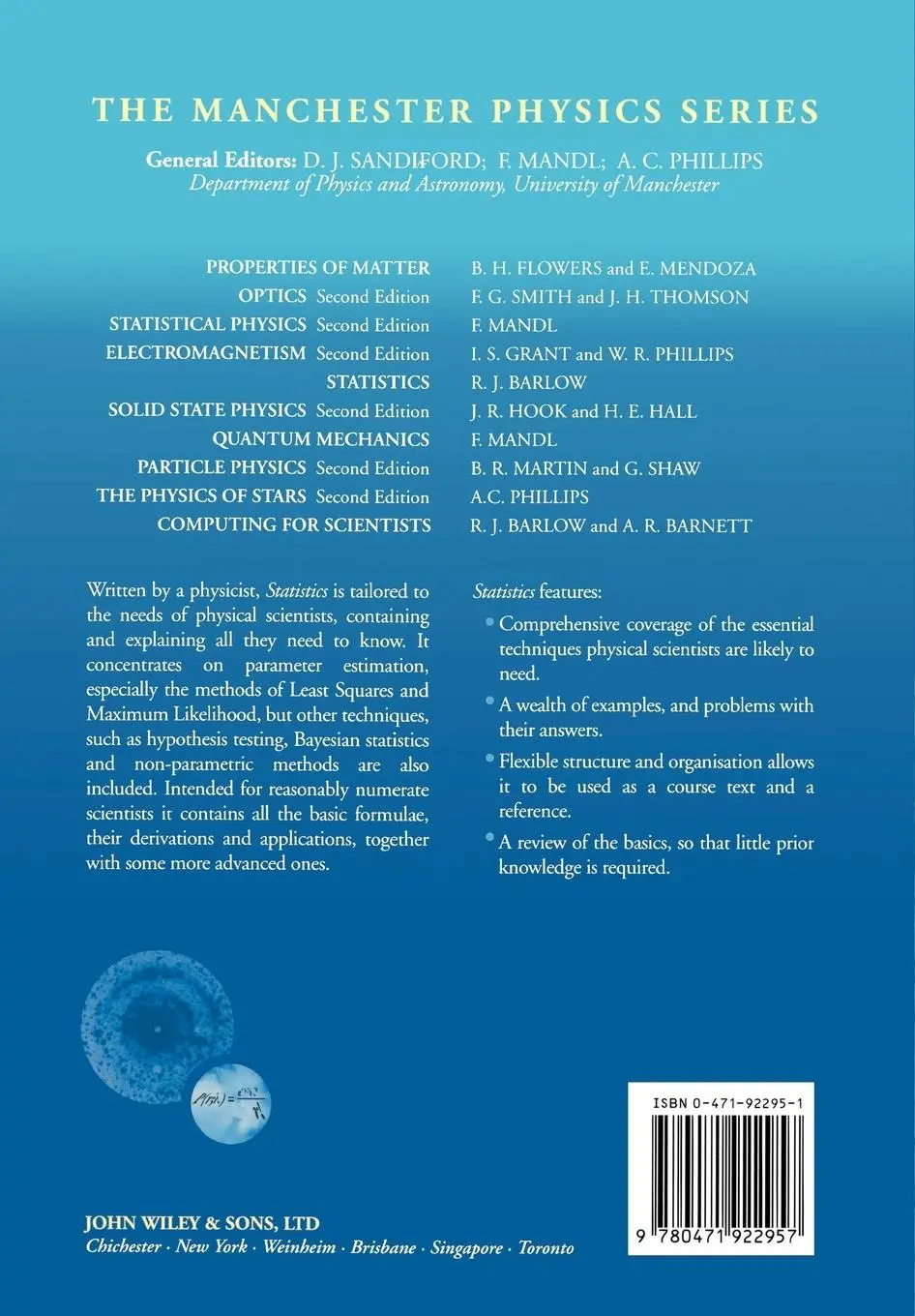 Rückseite: 9780471922957 | Statistics | R. J. Barlow | Taschenbuch | XVI | Englisch | 1989