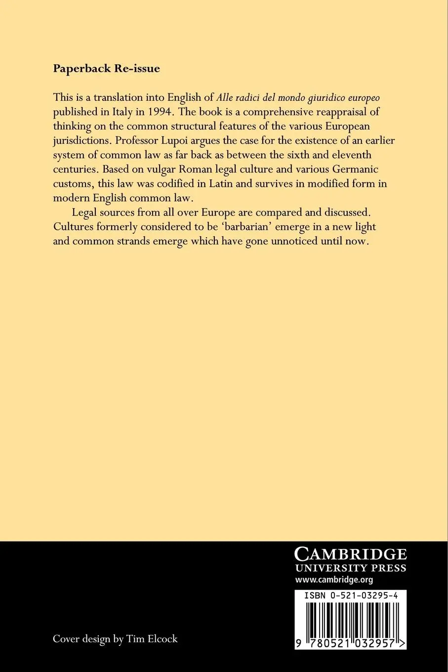 Rückseite: 9780521032957 | The Origins of the European Legal Order | Maurizio Lupoi | Taschenbuch
