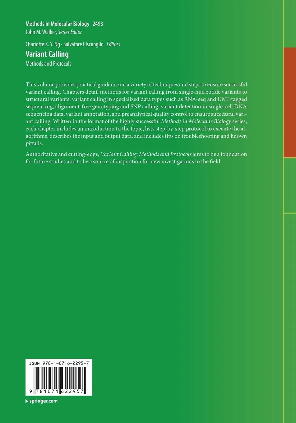 Rückseite: 9781071622957 | Variant Calling | Methods and Protocols | Charlotte Ng (u. a.) | Buch