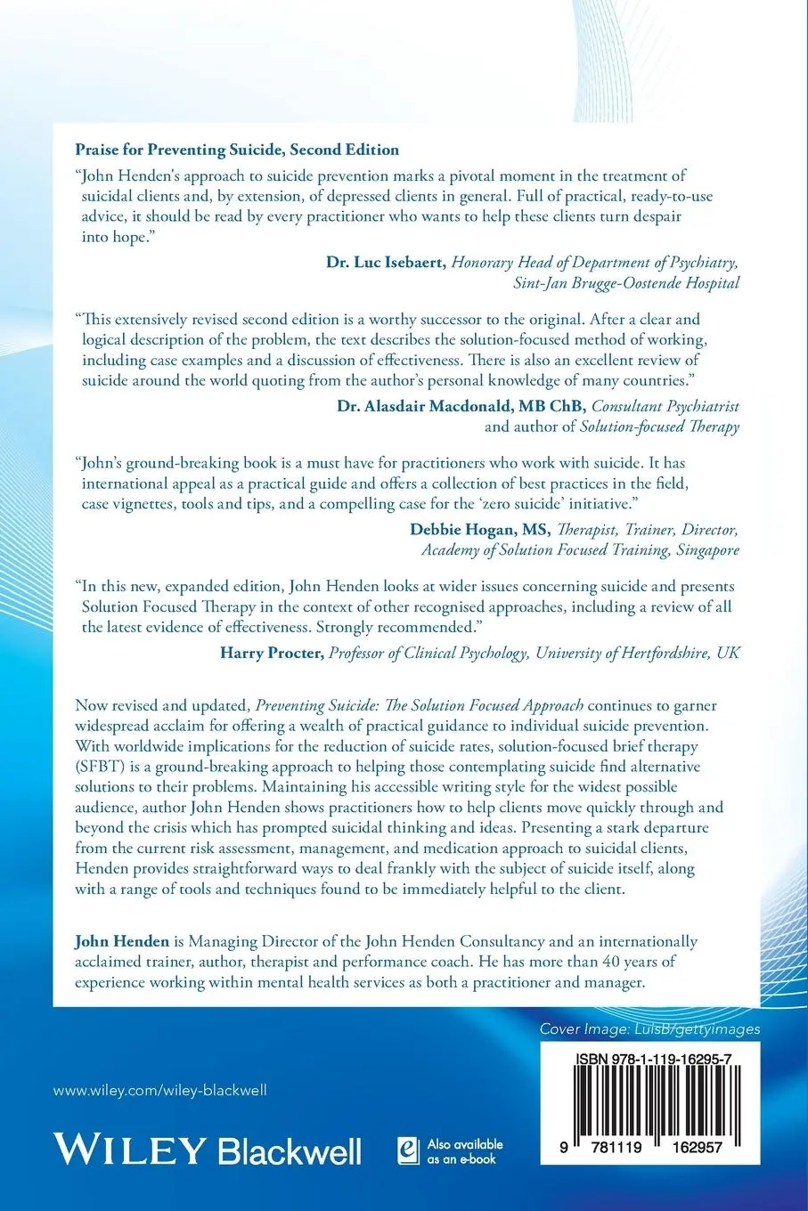 Rückseite: 9781119162957 | Preventing Suicide - The Solution Focused Approach2e | John Henden