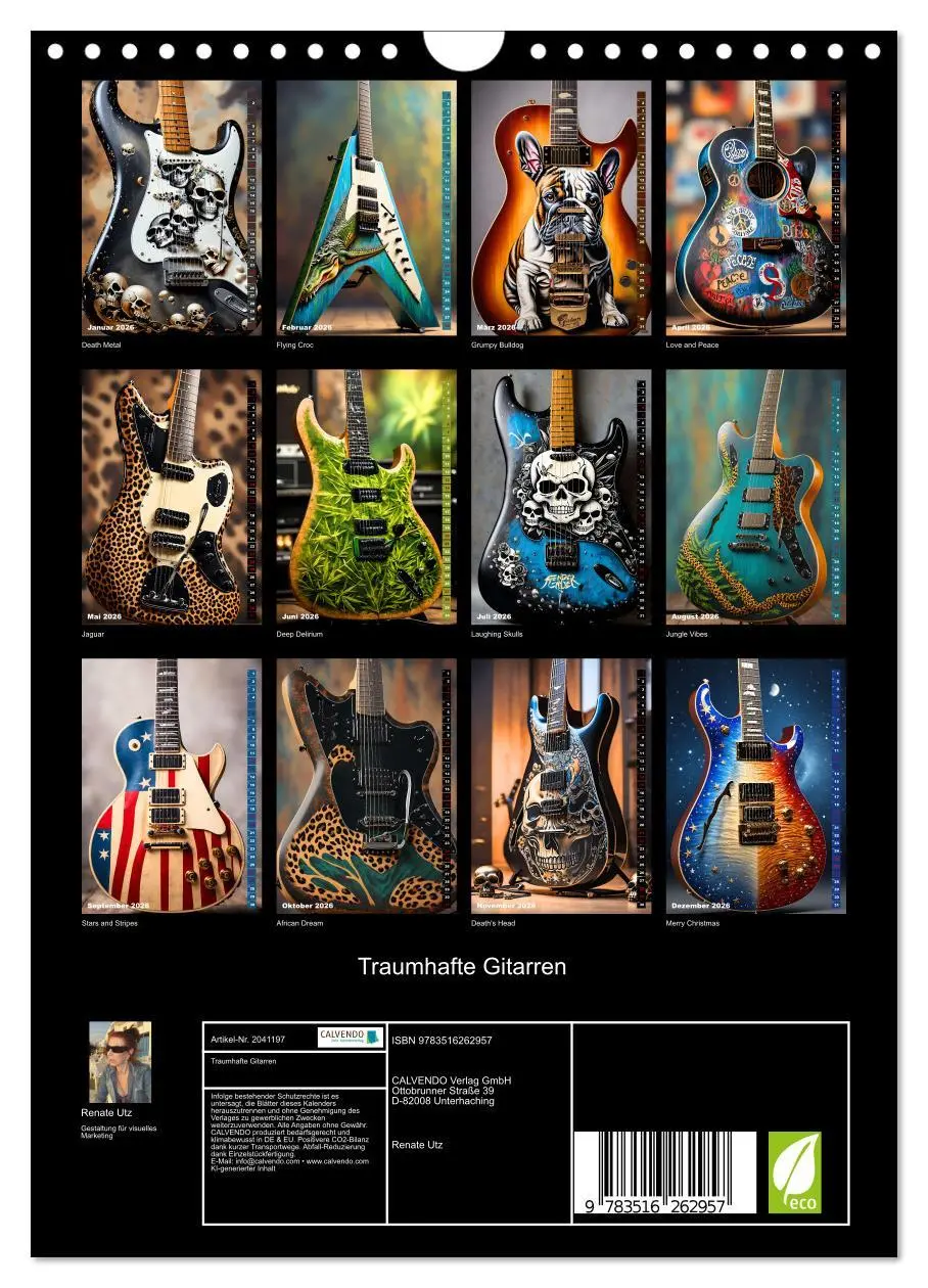 Bild: 9783516262957 | Traumhafte Gitarren (Wandkalender 2026 DIN A4 hoch), CALVENDO...