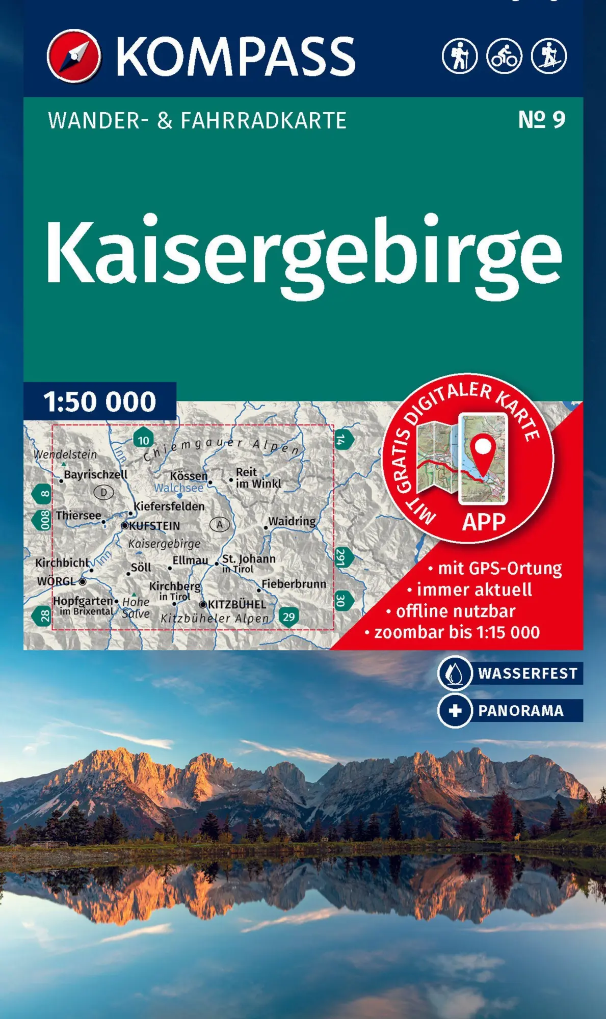 Cover: 9783991542957 | KOMPASS Wanderkarte 9 Kaisergebirge 1:50.000 | (Land-)Karte | Deutsch