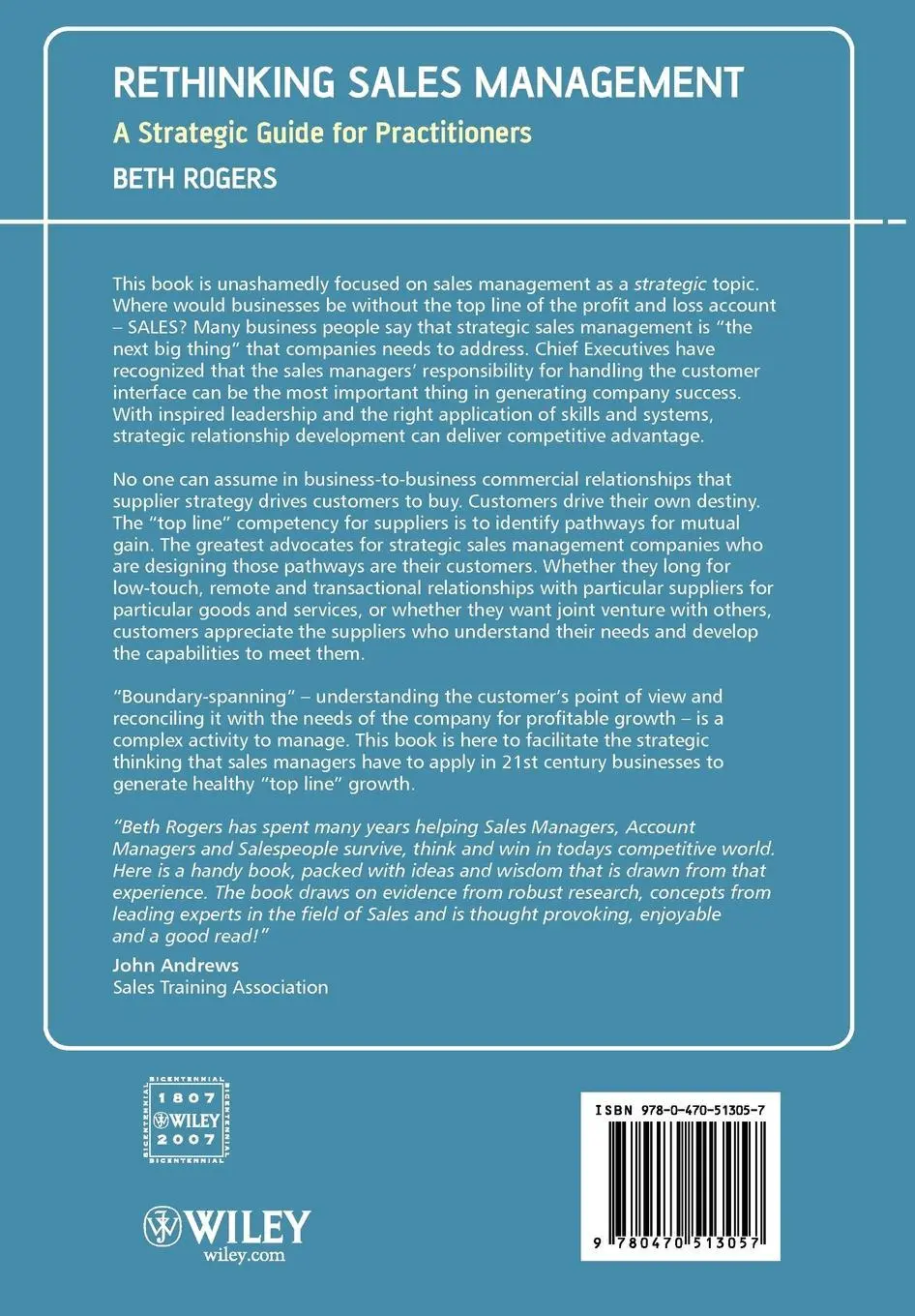 Cover: 9780470513057 | Rethinking Sales Management | A Strategic Guide for Practitioners