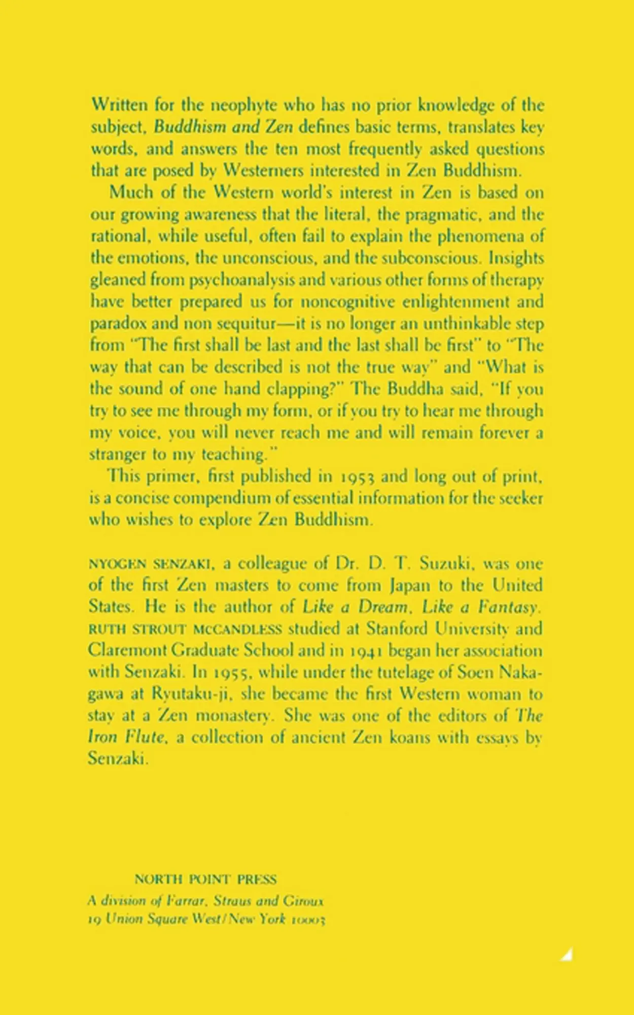 Rückseite: 9780865473157 | Buddhism and Zen | Nyogen Senzaki (u. a.) | Taschenbuch | Englisch