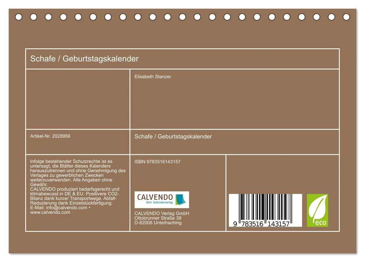 Bild: 9783516143157 | Schafe / Geburtstagskalender (Tischkalender 2026 DIN A5 quer),...