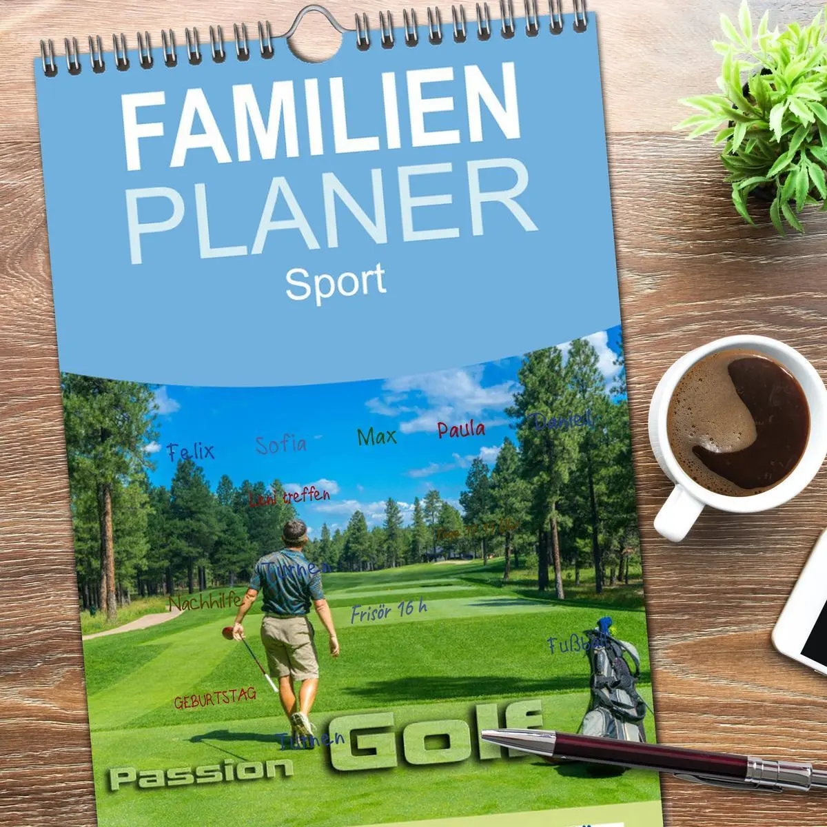 Bild: 9783516523157 | Familienplaner 2026 - Passion Golf mit 5 Spalten (Wandkalender, 21...