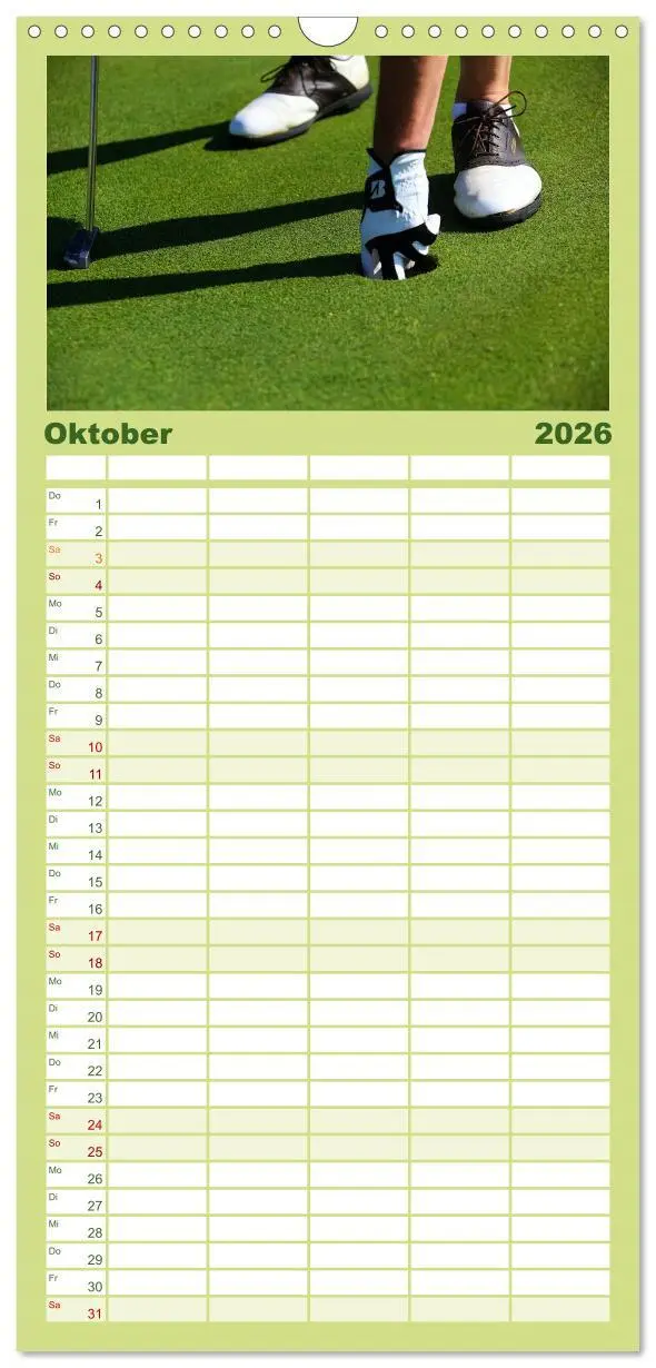 Bild: 9783516523157 | Familienplaner 2026 - Passion Golf mit 5 Spalten (Wandkalender, 21...
