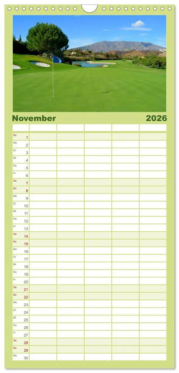 Bild: 9783516523157 | Familienplaner 2026 - Passion Golf mit 5 Spalten (Wandkalender, 21...