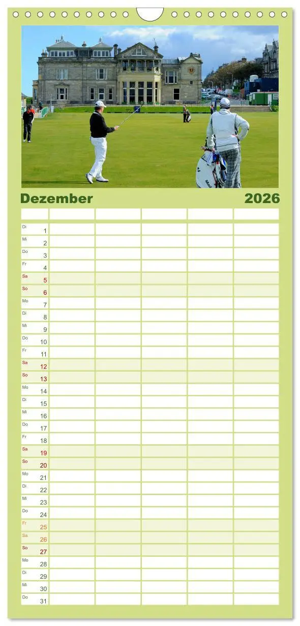 Bild: 9783516523157 | Familienplaner 2026 - Passion Golf mit 5 Spalten (Wandkalender, 21...