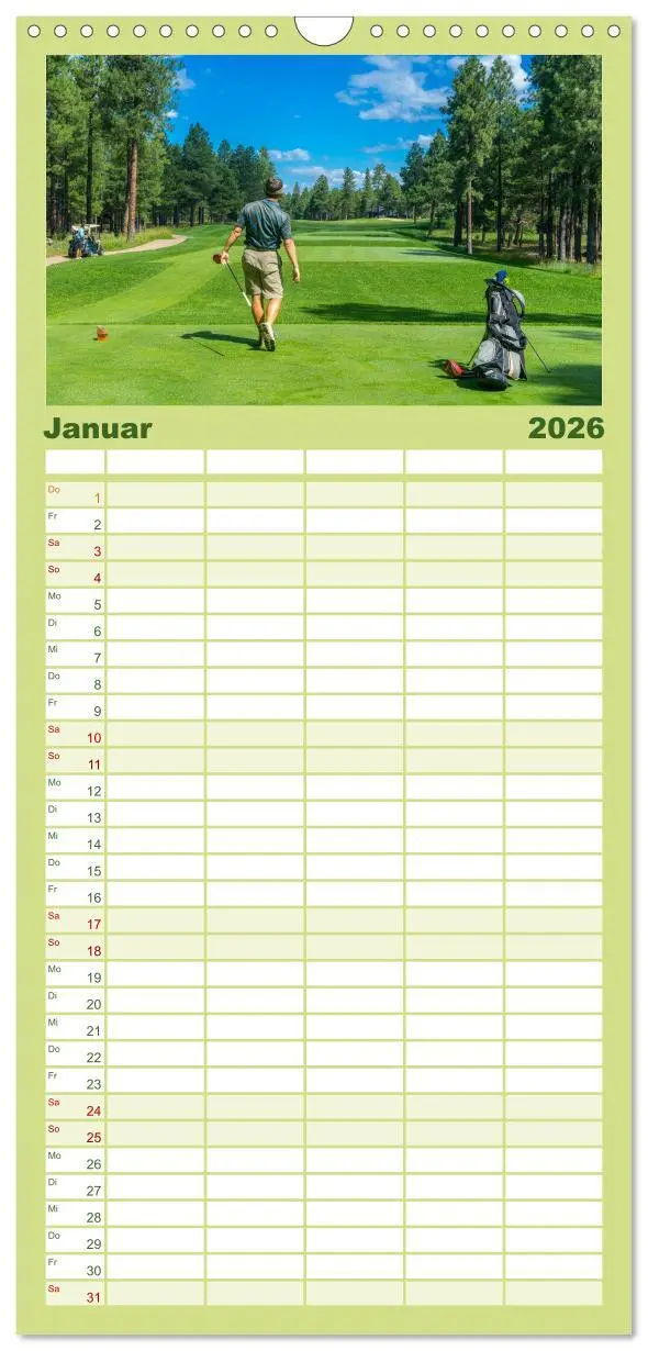 Bild: 9783516523157 | Familienplaner 2026 - Passion Golf mit 5 Spalten (Wandkalender, 21...