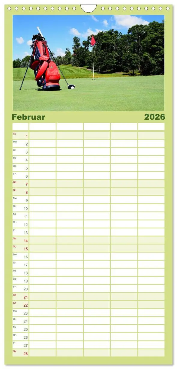 Bild: 9783516523157 | Familienplaner 2026 - Passion Golf mit 5 Spalten (Wandkalender, 21...