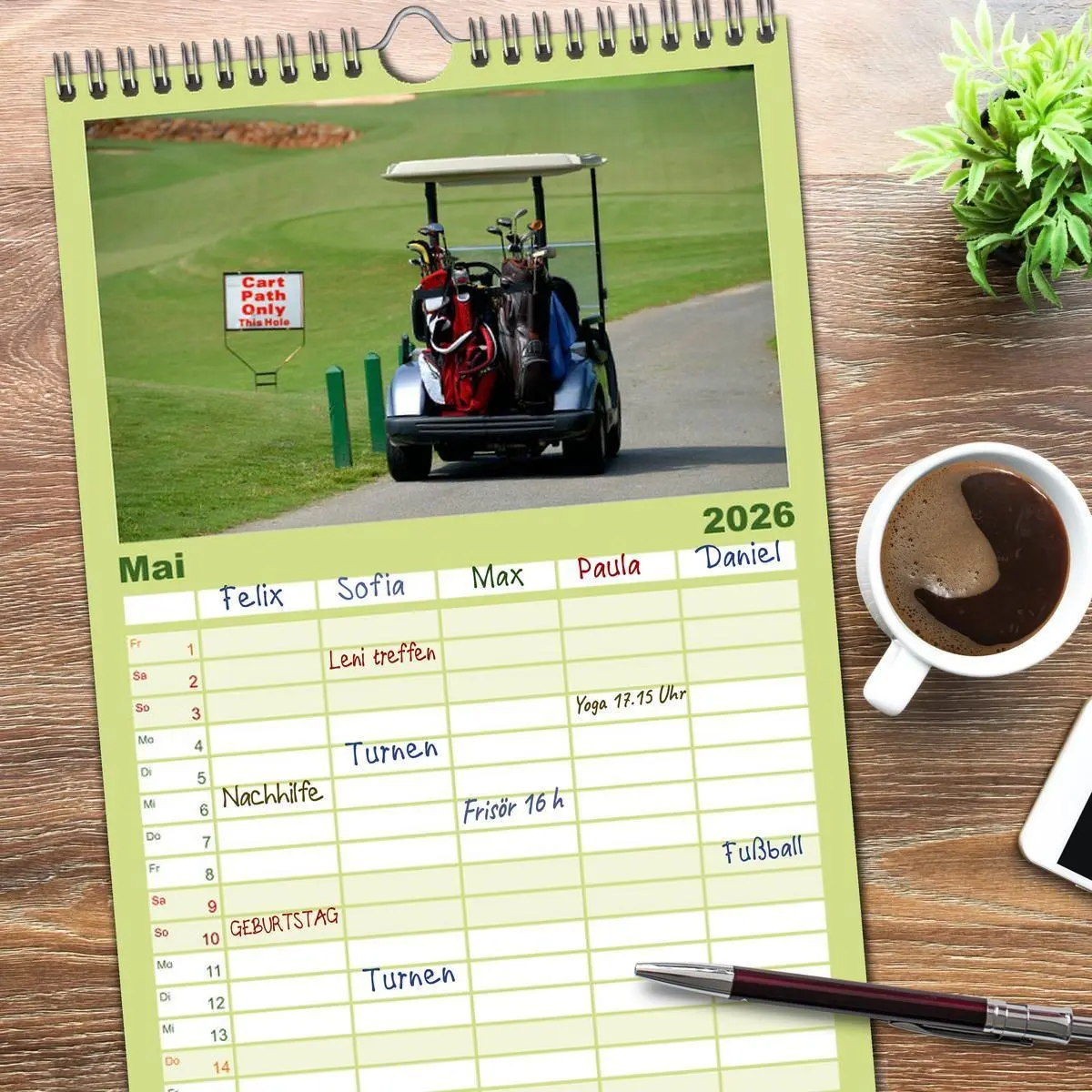 Bild: 9783516523157 | Familienplaner 2026 - Passion Golf mit 5 Spalten (Wandkalender, 21...