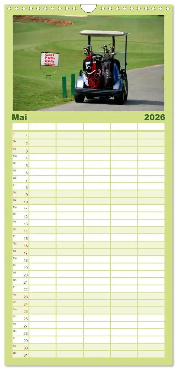 Bild: 9783516523157 | Familienplaner 2026 - Passion Golf mit 5 Spalten (Wandkalender, 21...