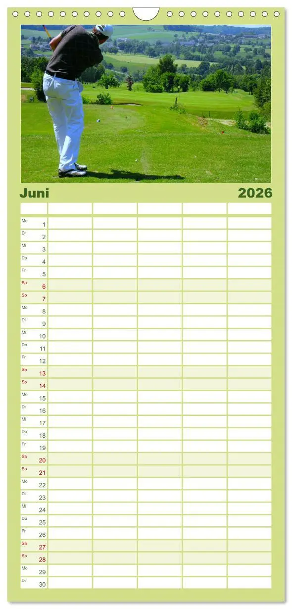 Bild: 9783516523157 | Familienplaner 2026 - Passion Golf mit 5 Spalten (Wandkalender, 21...