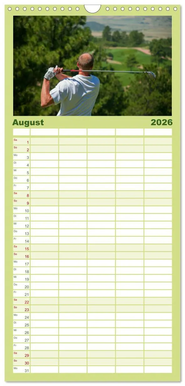 Bild: 9783516523157 | Familienplaner 2026 - Passion Golf mit 5 Spalten (Wandkalender, 21...