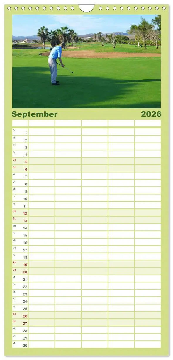 Bild: 9783516523157 | Familienplaner 2026 - Passion Golf mit 5 Spalten (Wandkalender, 21...