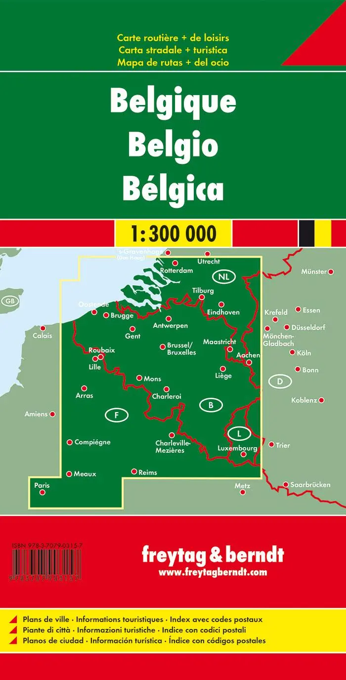 Rückseite: 9783707903157 | Belgien, Autokarte 1:300.000 | Freytag-Berndt und Artaria KG | Deutsch
