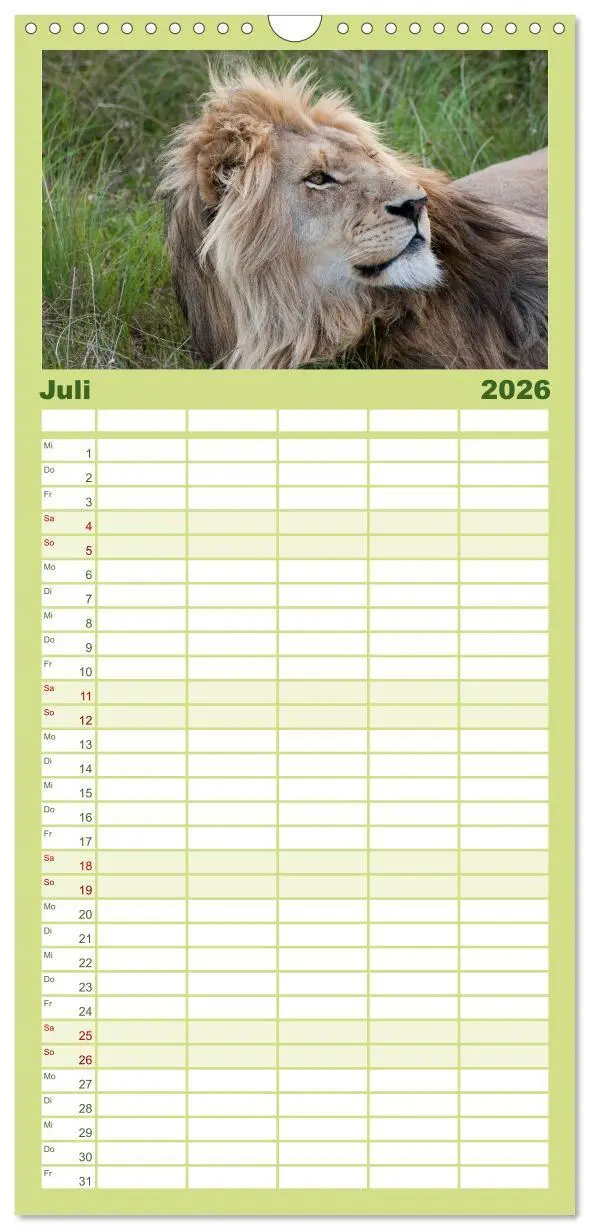 Bild: 9783516513257 | Familienplaner 2026 - Tierische Glücksmomente mit 5 Spalten...
