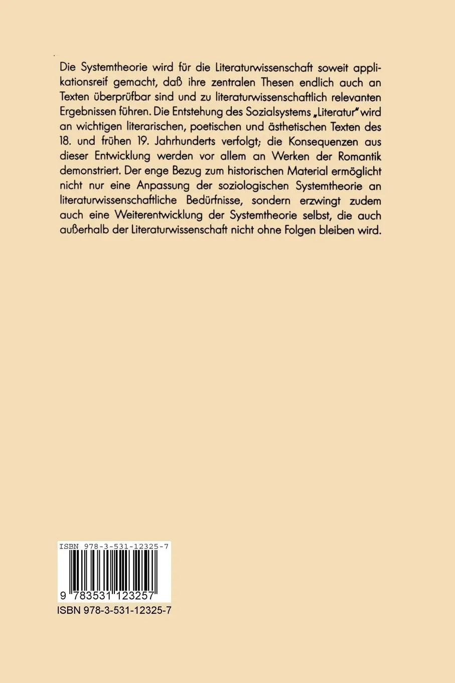 Rückseite: 9783531123257 | Literatur als System | Niels Werber | Taschenbuch | 236 S. | Deutsch