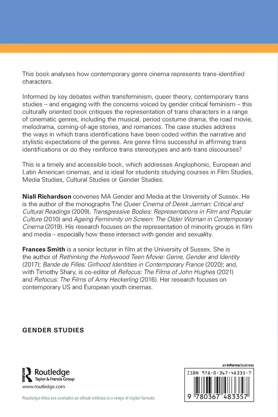 Rückseite: 9780367483357 | Trans Representations in Contemporary, Popular Cinema | Taschenbuch