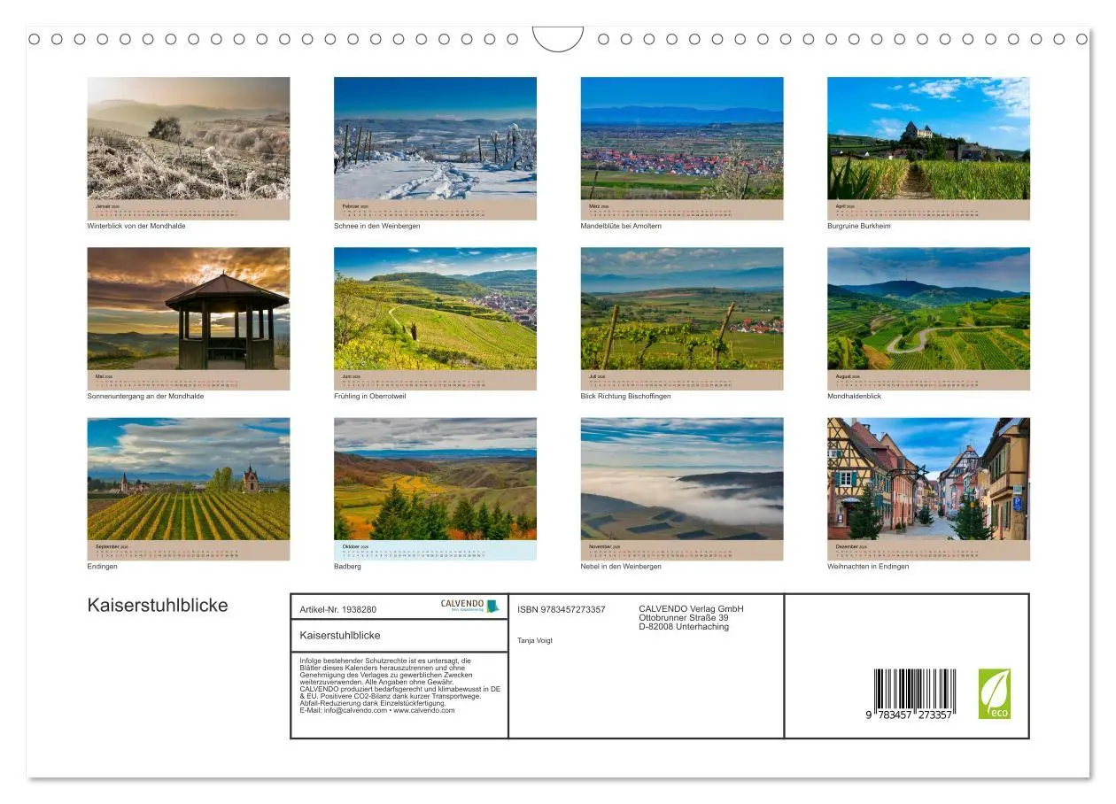 Bild: 9783457273357 | Kaiserstuhlblicke (Wandkalender 2026 DIN A3 quer), CALVENDO...