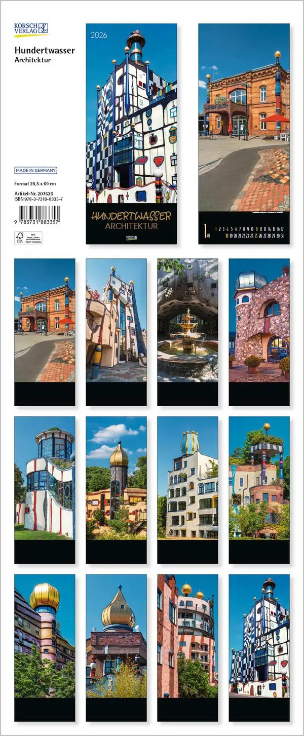 Bild: 9783731883357 | Hundertwasser Architektur 2026 | Verlag Korsch | Kalender | 14 S.