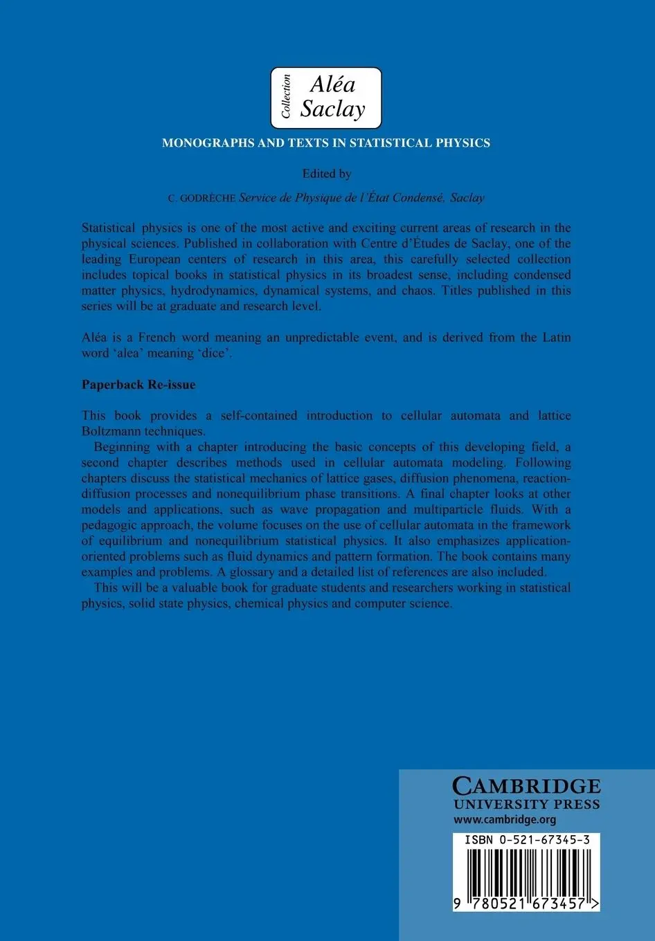 Rückseite: 9780521673457 | Cellular Automata Modeling of Physical Systems | Chopard (u. a.)