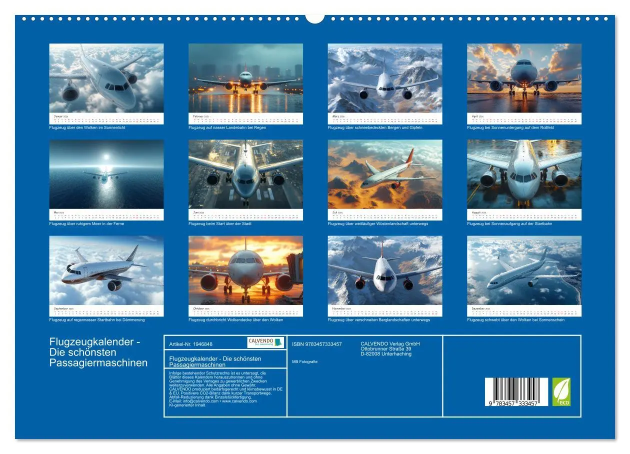 Bild: 9783457333457 | Flugzeugkalender - Die schönsten Passagiermaschinen (hochwertiger...