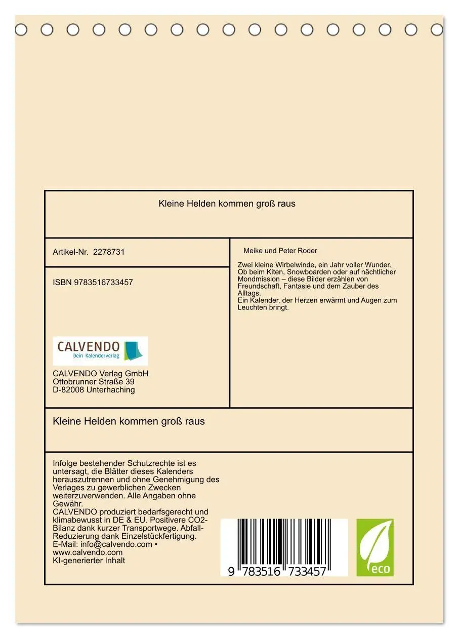 Bild: 9783516733457 | Kleine Helden kommen groß raus (Tischkalender 2026 DIN A5 hoch),...