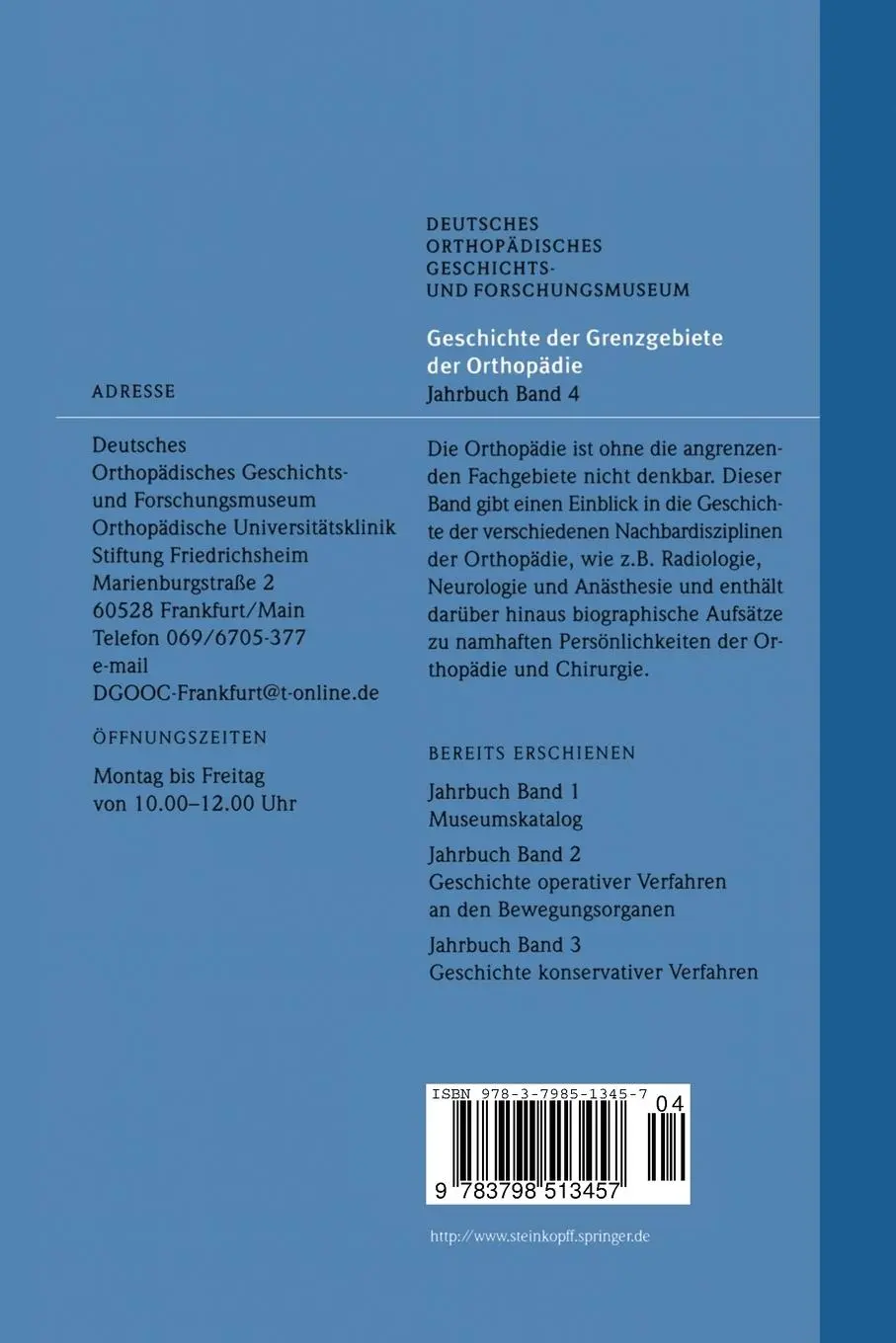 Rückseite: 9783798513457 | Geschichte der Grenzgebiete der Orthopädie | L. Zichner (u. a.) | Buch