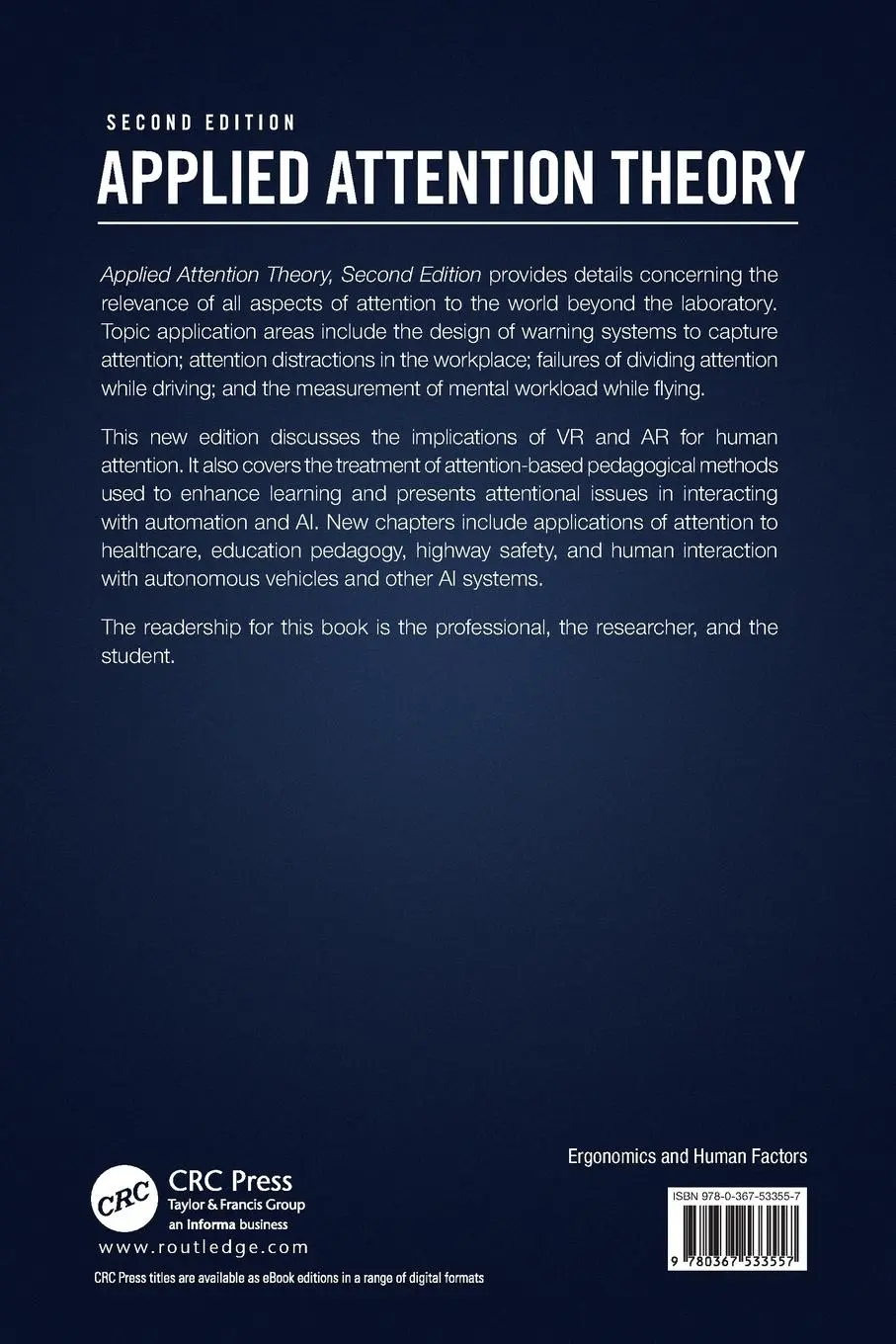 Rückseite: 9780367533557 | Applied Attention Theory | Christopher D. Wickens (u. a.) | Buch