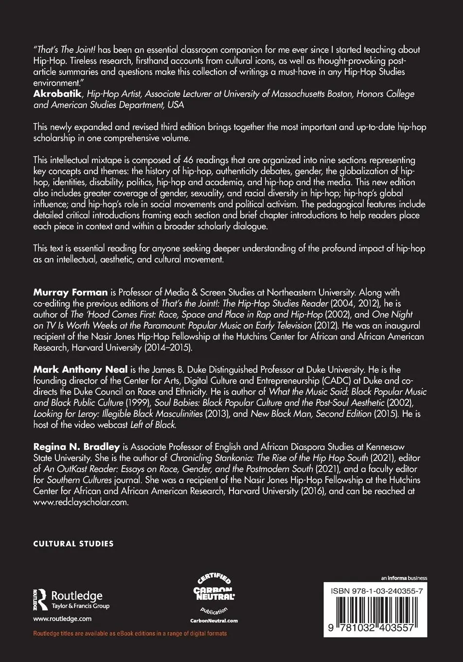 Rückseite: 9781032403557 | That's the Joint! | The Hip-Hop Studies Reader | Murray Forman (u. a.)
