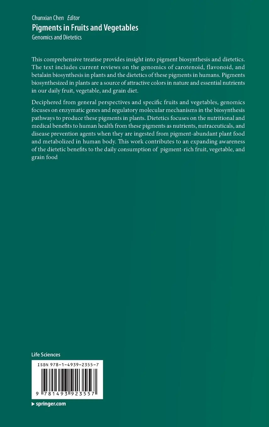 Rückseite: 9781493923557 | Pigments in Fruits and Vegetables | Genomics and Dietetics | Chen | x