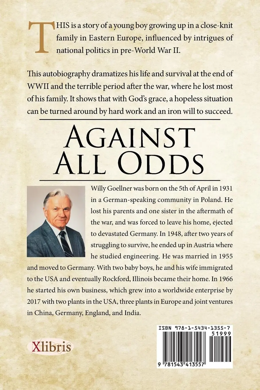 Rückseite: 9781543413557 | Against All Odds | From There to Here | Willy Goellner | Taschenbuch