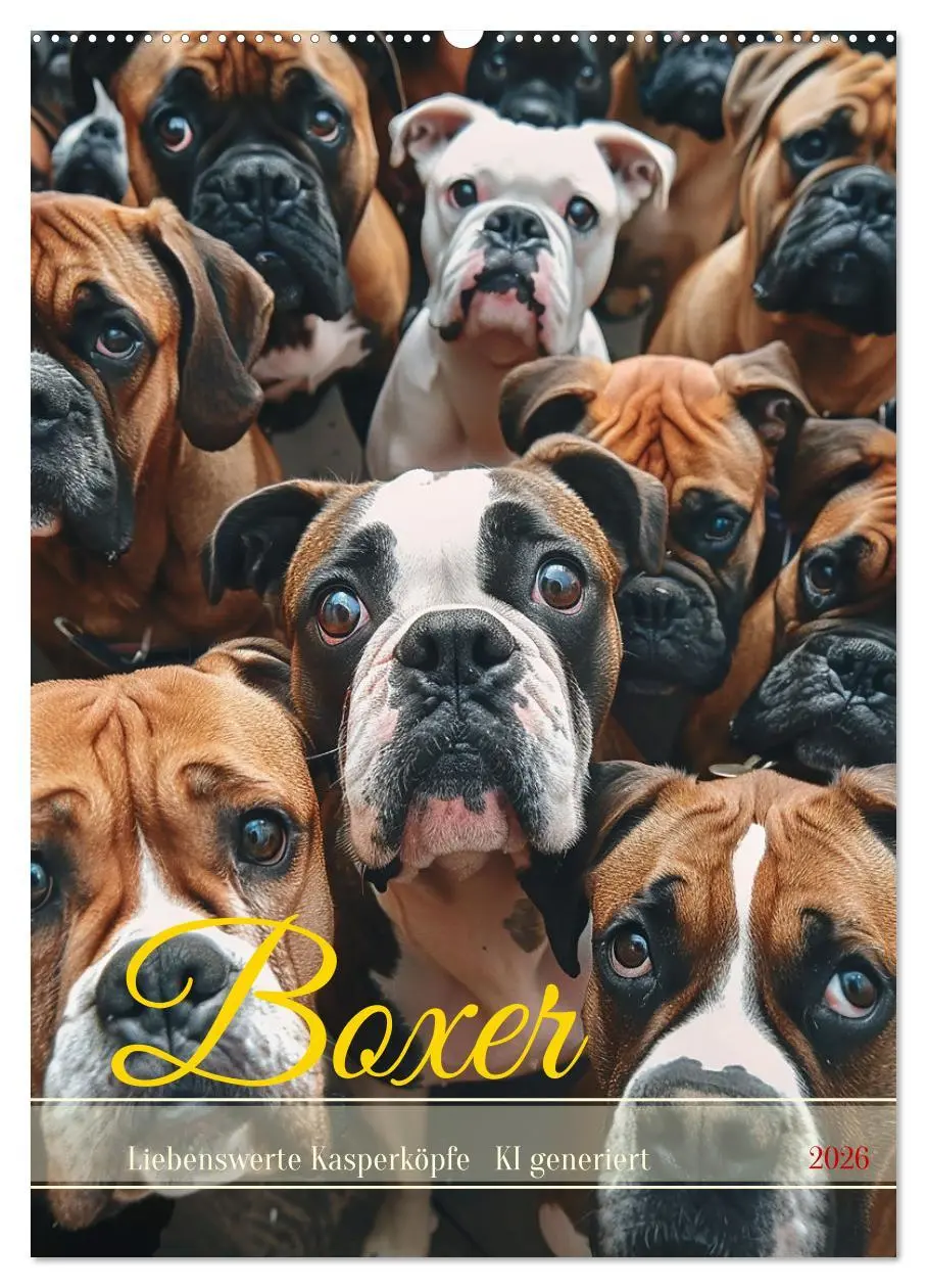 Cover: 9783516273557 | Boxer - Liebenswerte Kasperköpfe (Wandkalender 2026 DIN A2 hoch),...