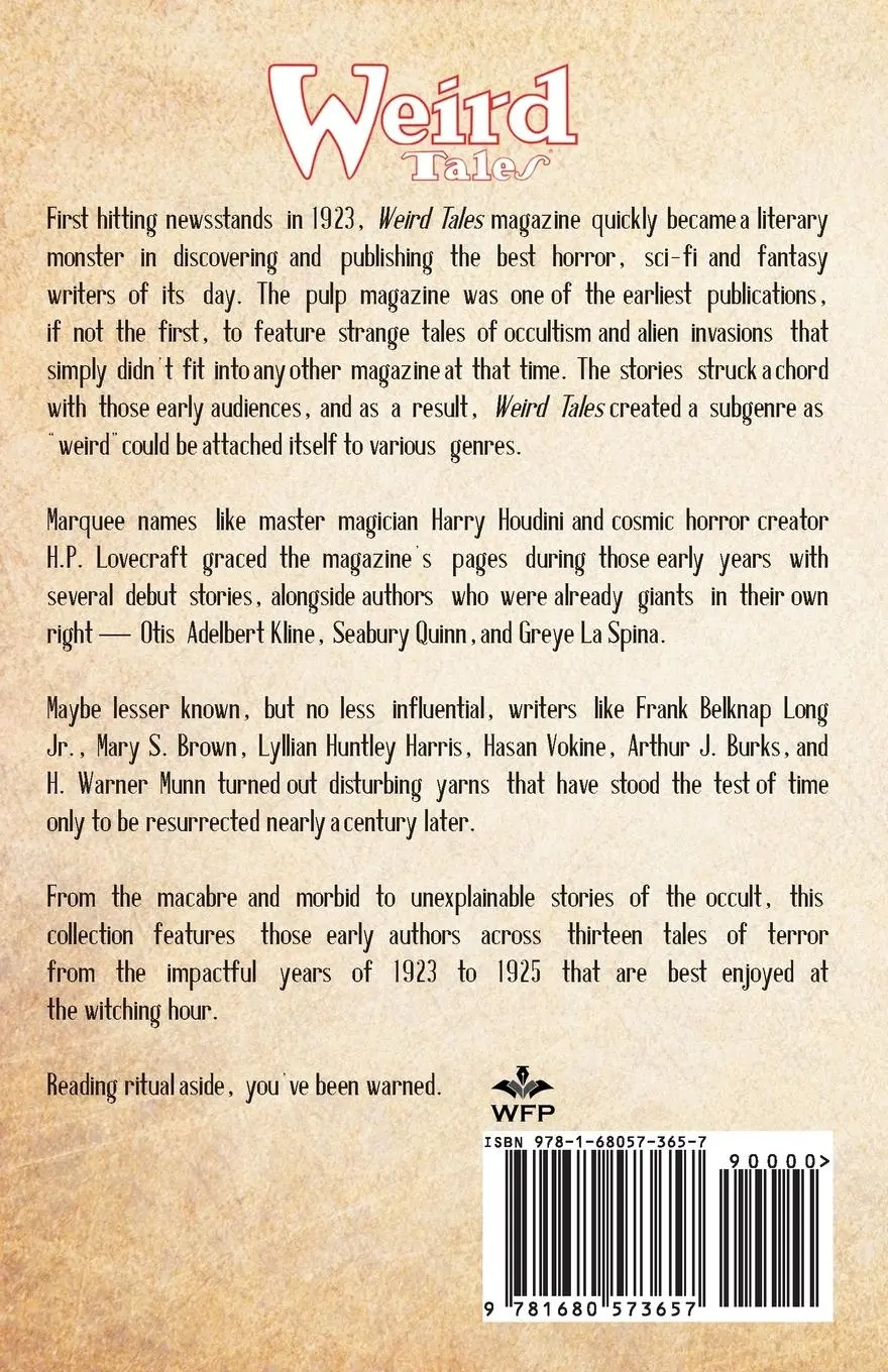 Rückseite: 9781680573657 | Weird Tales | Best of the Early Years 1923-25 | Harry Houdini | Buch