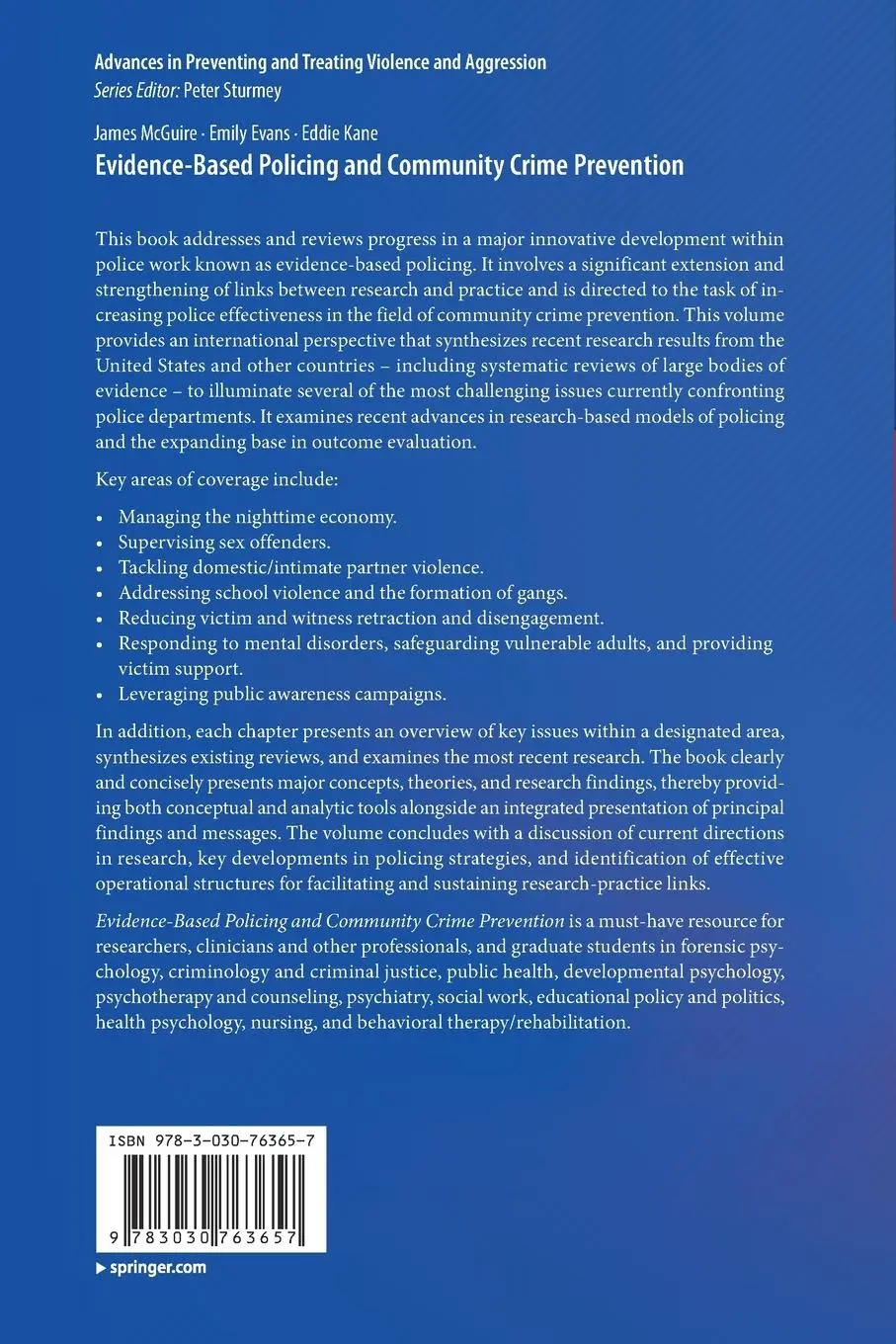 Rückseite: 9783030763657 | Evidence-Based Policing and Community Crime Prevention | Taschenbuch