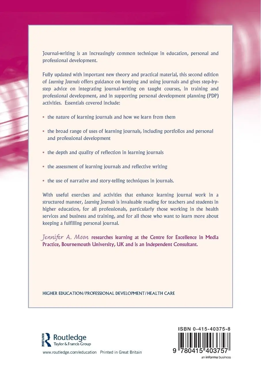 Rückseite: 9780415403757 | Learning Journals | Jennifer A. Moon | Taschenbuch | Englisch | 2006