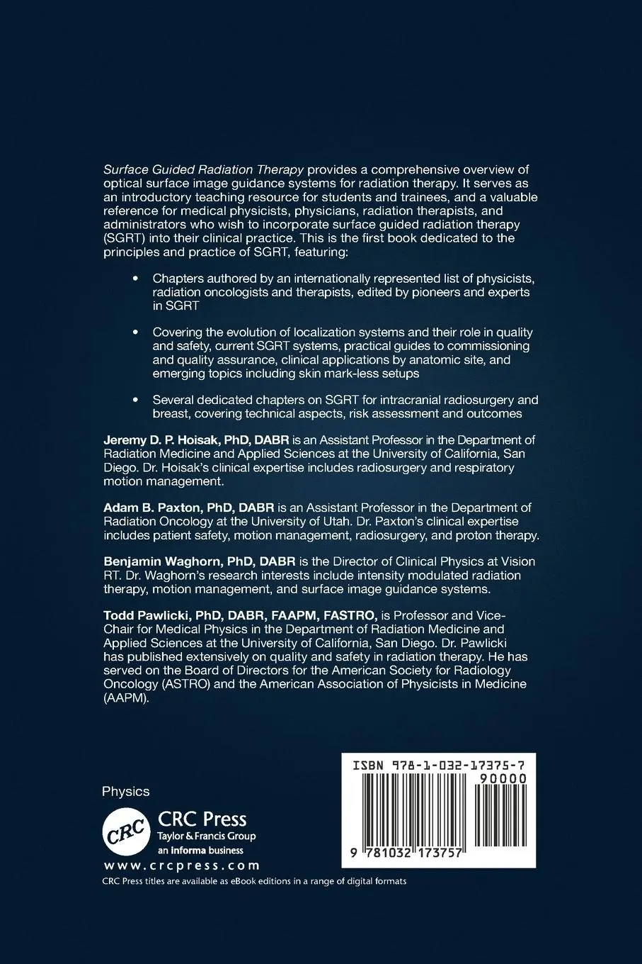 Rückseite: 9781032173757 | Surface Guided Radiation Therapy | Jeremy David Page Hoisak (u. a.)
