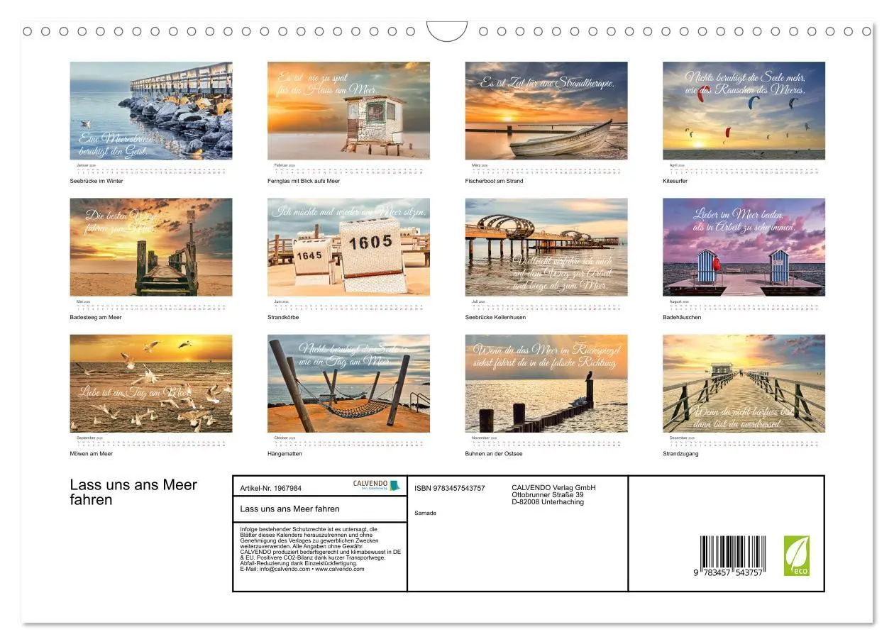 Bild: 9783457543757 | Lass uns ans Meer fahren (Wandkalender 2026 DIN A3 quer), CALVENDO...