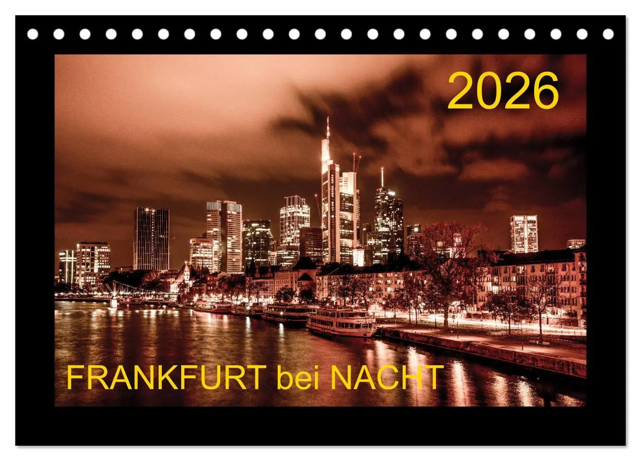 Cover: 9783457923757 | Frankfurt bei Nacht 2026 (Tischkalender 2026 DIN A5 quer), CALVENDO...