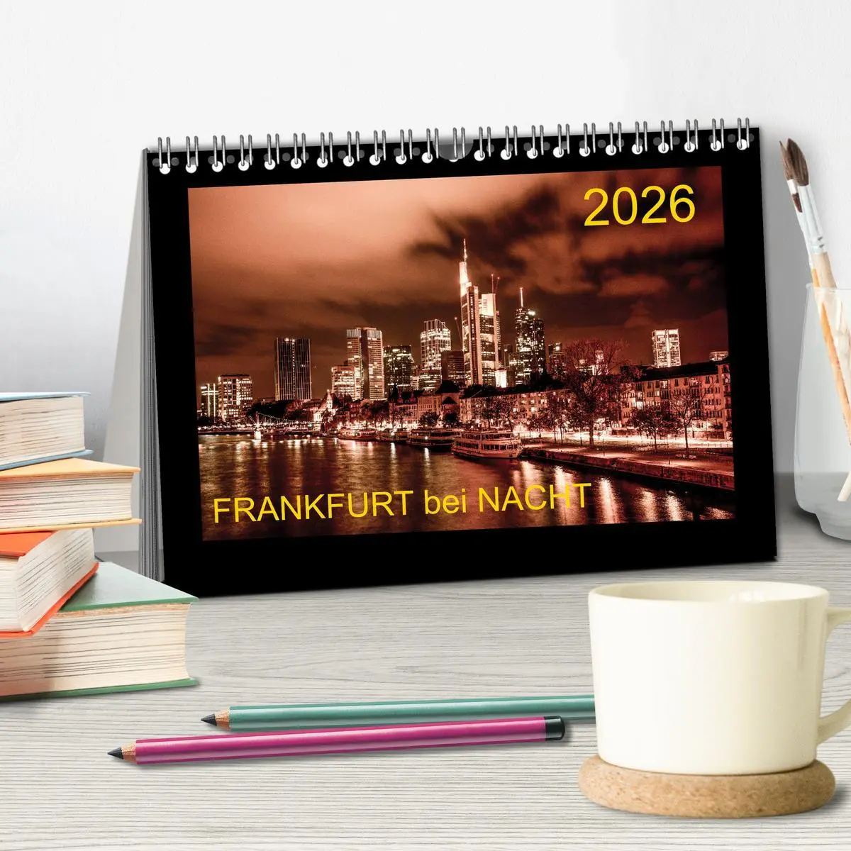 Bild: 9783457923757 | Frankfurt bei Nacht 2026 (Tischkalender 2026 DIN A5 quer), CALVENDO...