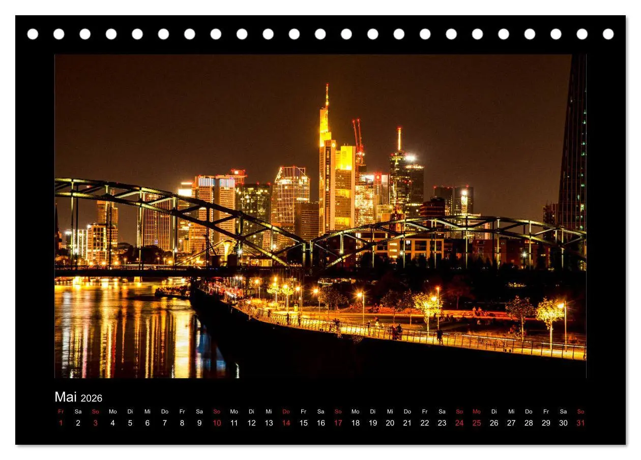 Bild: 9783457923757 | Frankfurt bei Nacht 2026 (Tischkalender 2026 DIN A5 quer), CALVENDO...