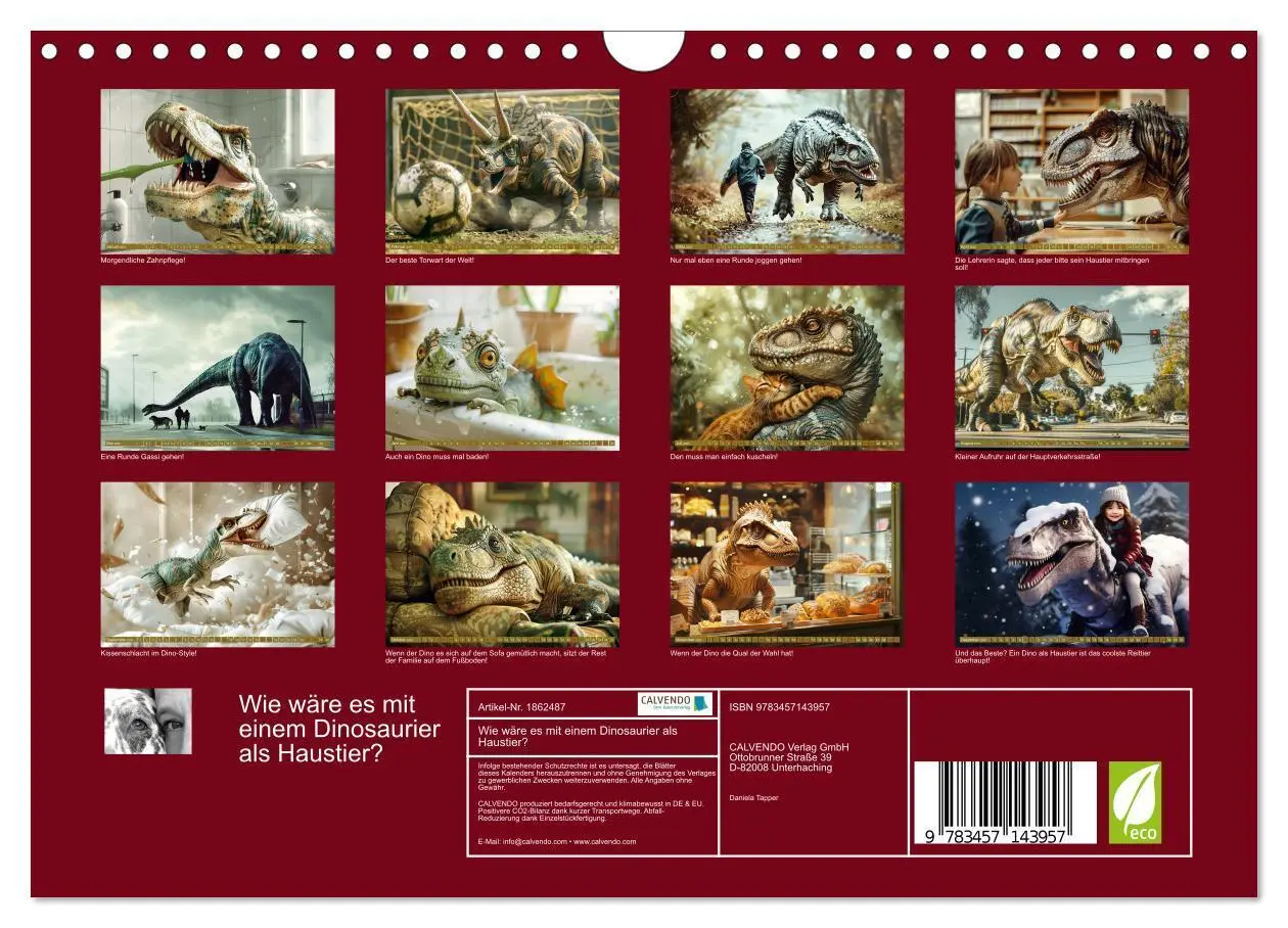 Bild: 9783457143957 | Wie wäre es mit einem Dinosaurier als Haustier? (Wandkalender 2025...