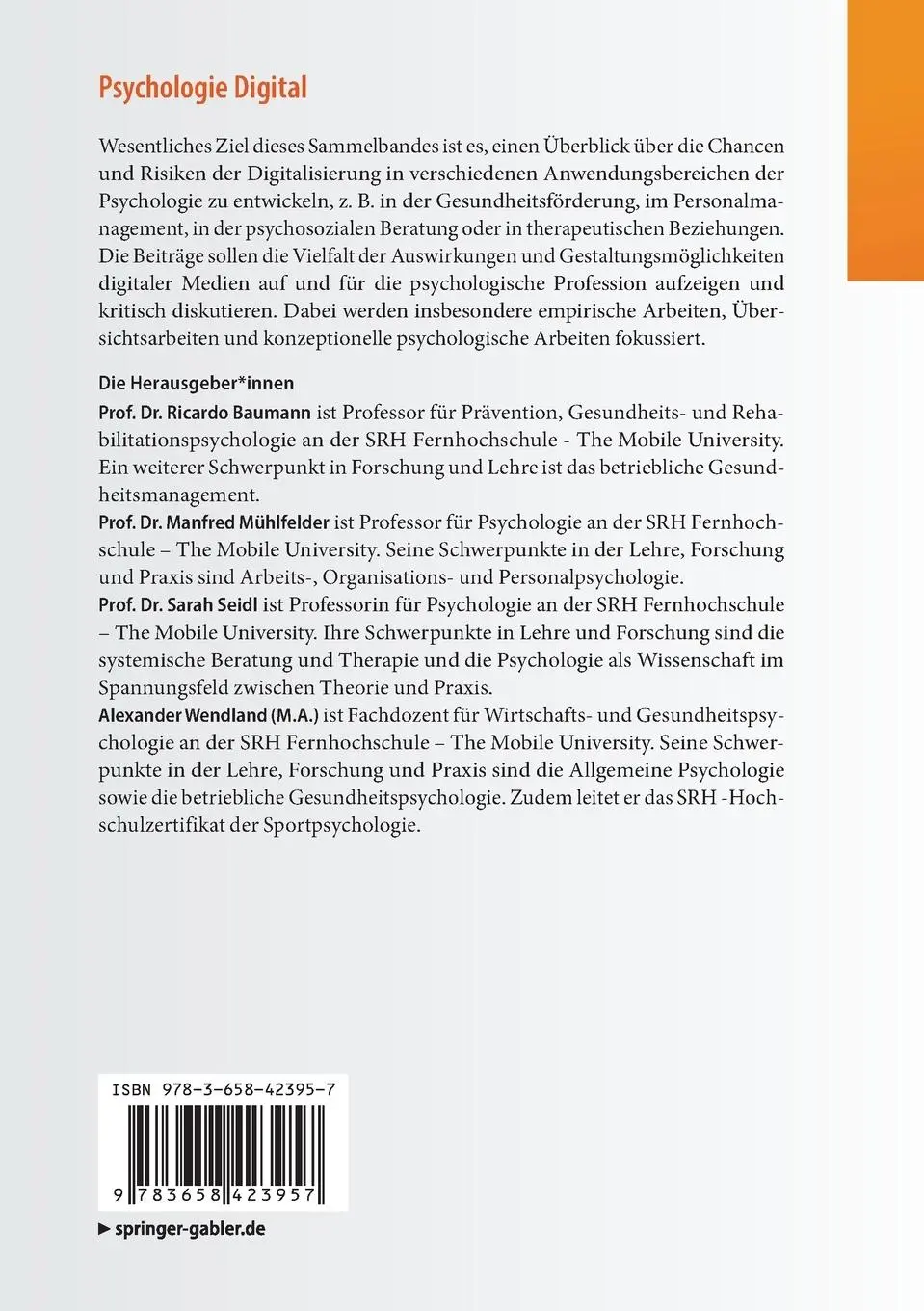 Rückseite: 9783658423957 | Psychologie Digital | Ricardo Baumann (u. a.) | Taschenbuch | xii